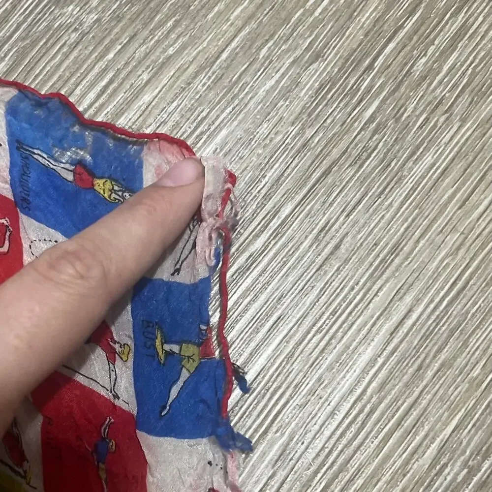 VTG 1950s Pin Up Style Exercise Novelty Collectors Bandana Scarf